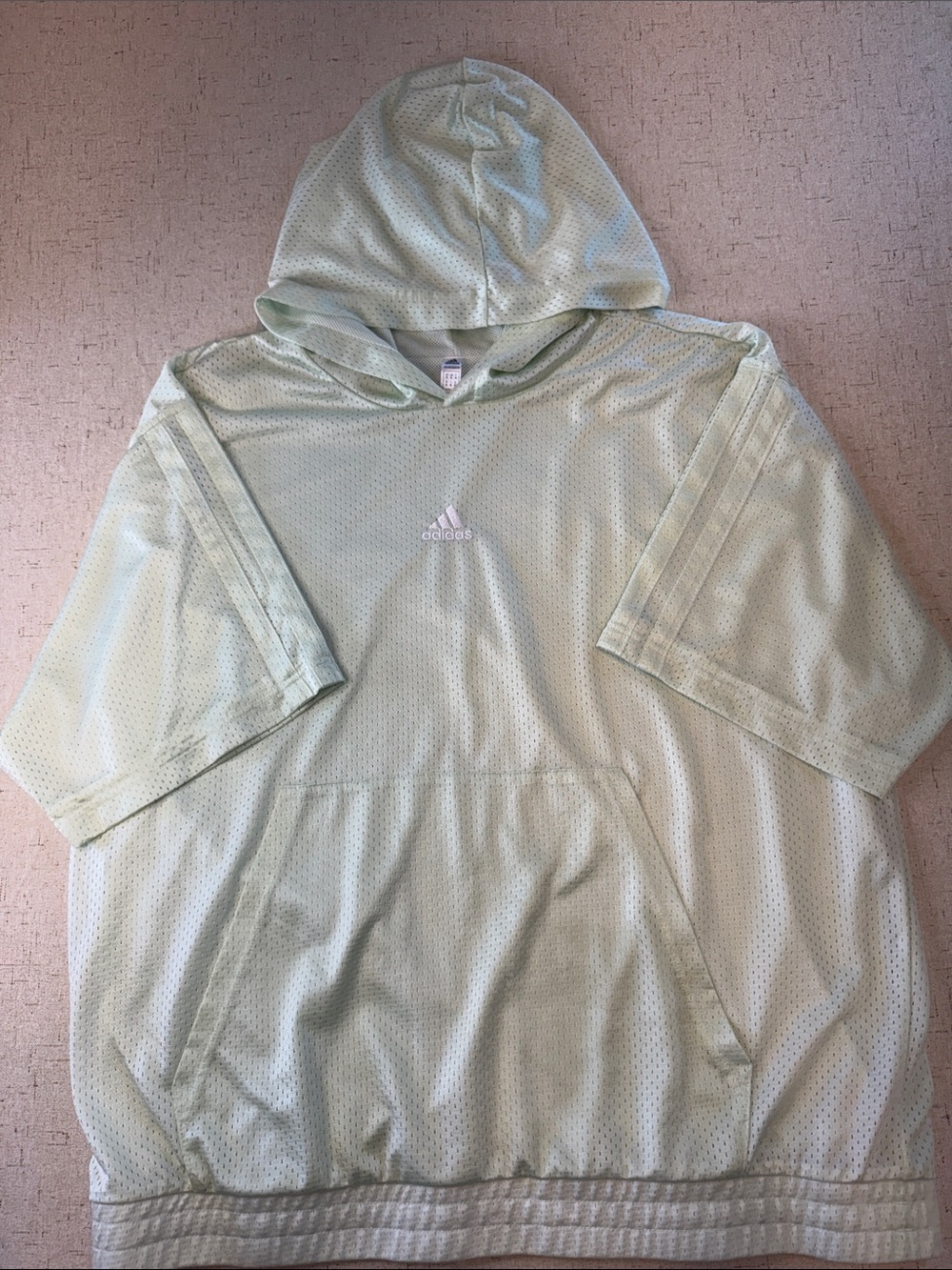 adidas Mens Mint Green Hooded Mesh Short-Sleeve Pullover N0749